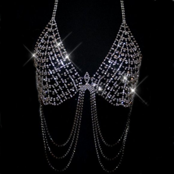 NEW Sparkling Bling Swarovski Crystal Rhinestone Bikini Top + FREE Gift - Picture 5 of 6